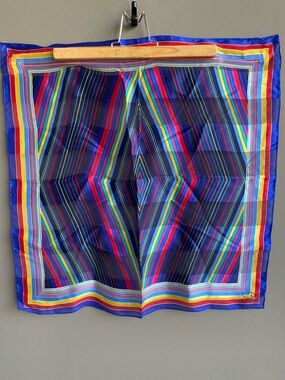 Vintage 80's OSCAR by Oscar de la Renta Vibrant Striped Silk Scarf - Multicolor